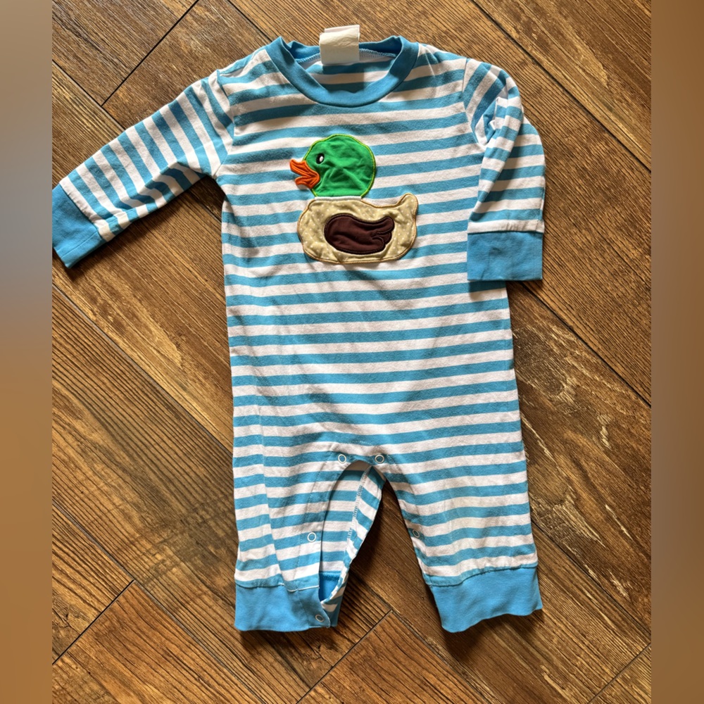 Stitchy Fish Duck Striped One Piece